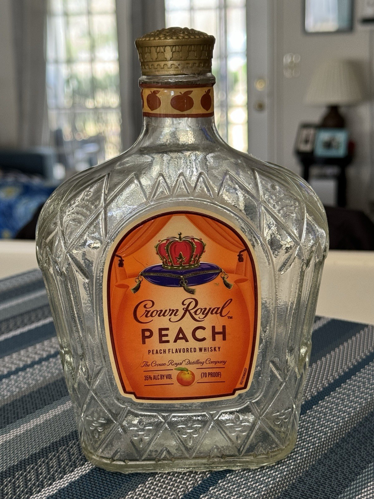 Crown Royal Canadian PEACH Whisky Empty 750ml Bottle With Cap & Box