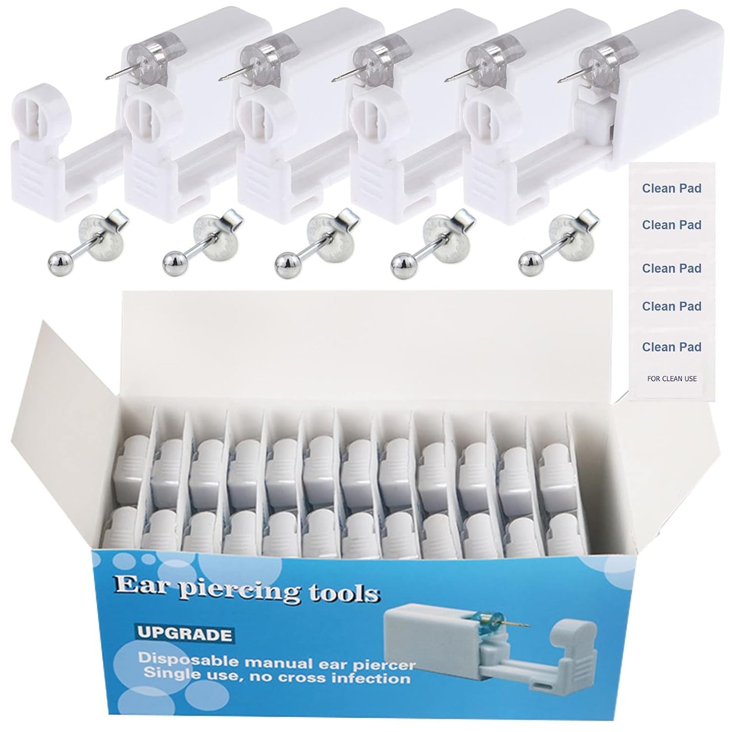 Ear Piercing Gun Kit - Judero 72Pcs Disposable Ear Piercing Kit Including 24P...