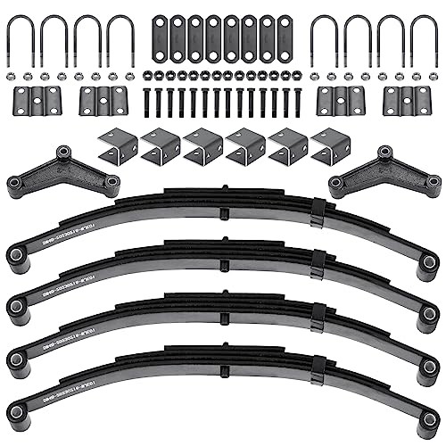 4 Leaf Springs 1750 lb for 3500lb Tandem Trailer Axle Suspension; U-Bolt &