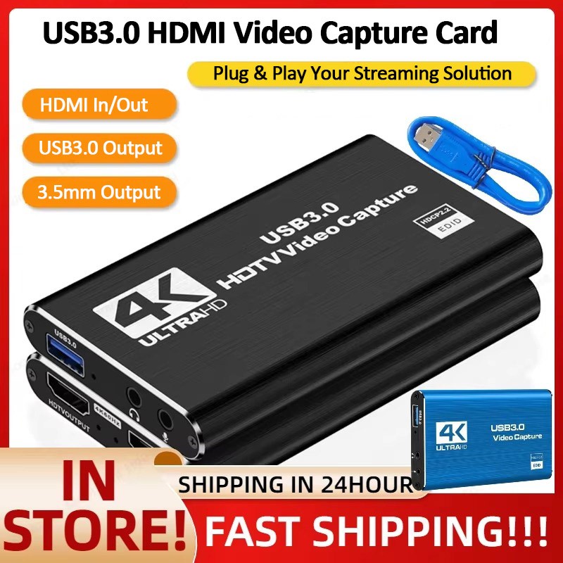 4K USB3.0 HDMI Video Capture Card Box Live Stream Game Record Tiktok PC/Phone US