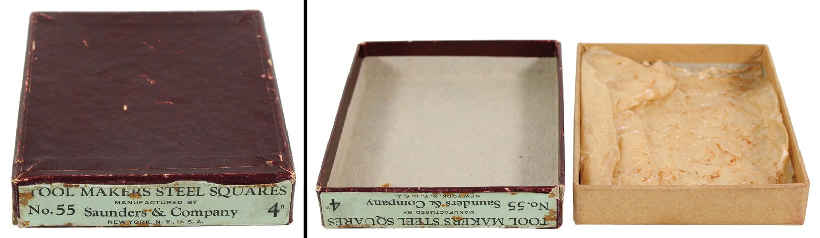Orig. Box for Saunders & Co. No. 55 Toolmakers Try Squares - 4" - mjdtoolparts