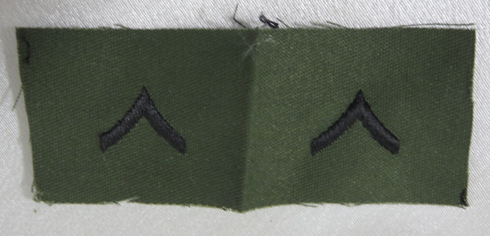 USA Private E-2 Army Military Patch Set of 2 Chevron Black on Olive
