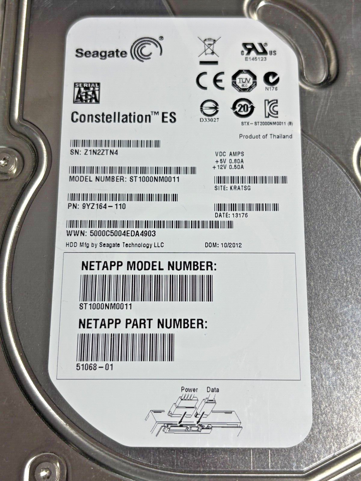 Seagate  ST1000NM0011  1TB - 7200RPM - 3Gbps - SATA Disk Drive -- PN 9YZ164-110
