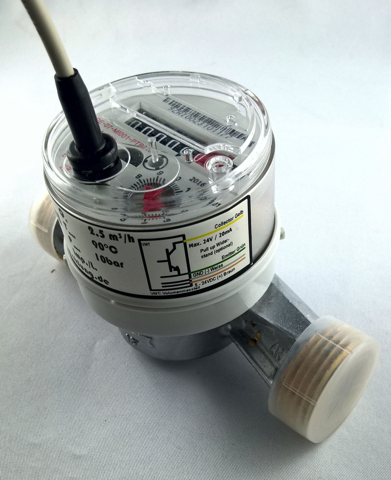 Volume measuring part pulse output optocoupler Qn 2.5 m³/h 10/100 Imp./L 1 AG 130 mm