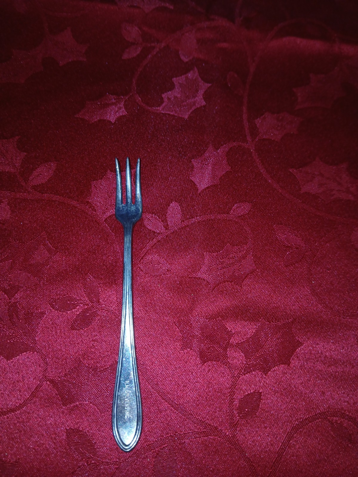 Vintage H.M. Stevens Inc Silverplate Cocktail Fork 5” 3-Tine Hotel Flatware