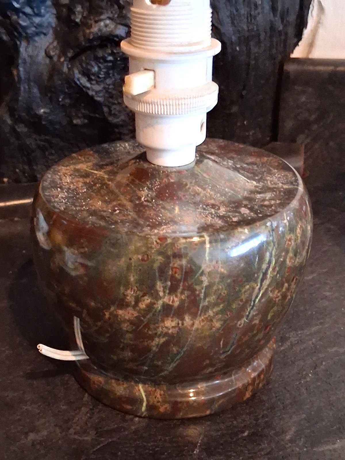 Cornish Serpentine Stone Lamp Base Vintage Mid Century Project Light