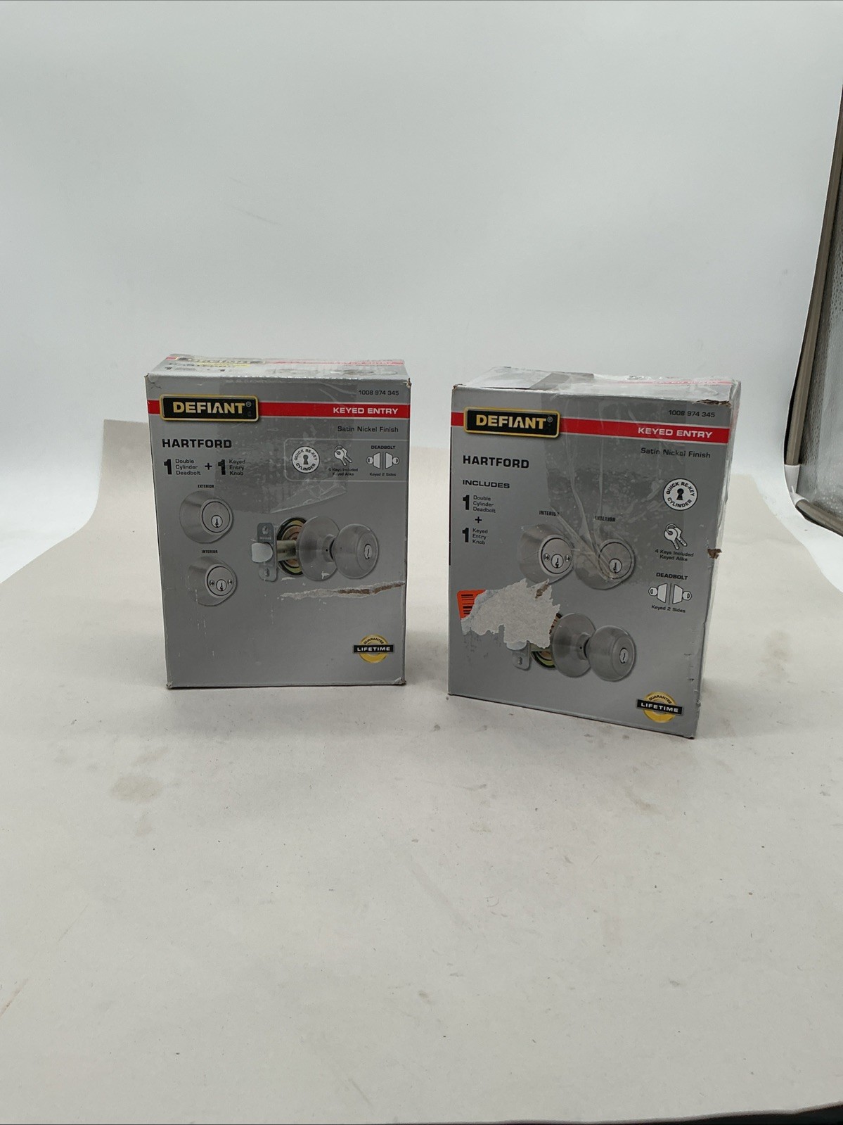 Defiant Hartford Satin Nickel Combo Pack with Double Cylinder Deadbolt 2 PACK