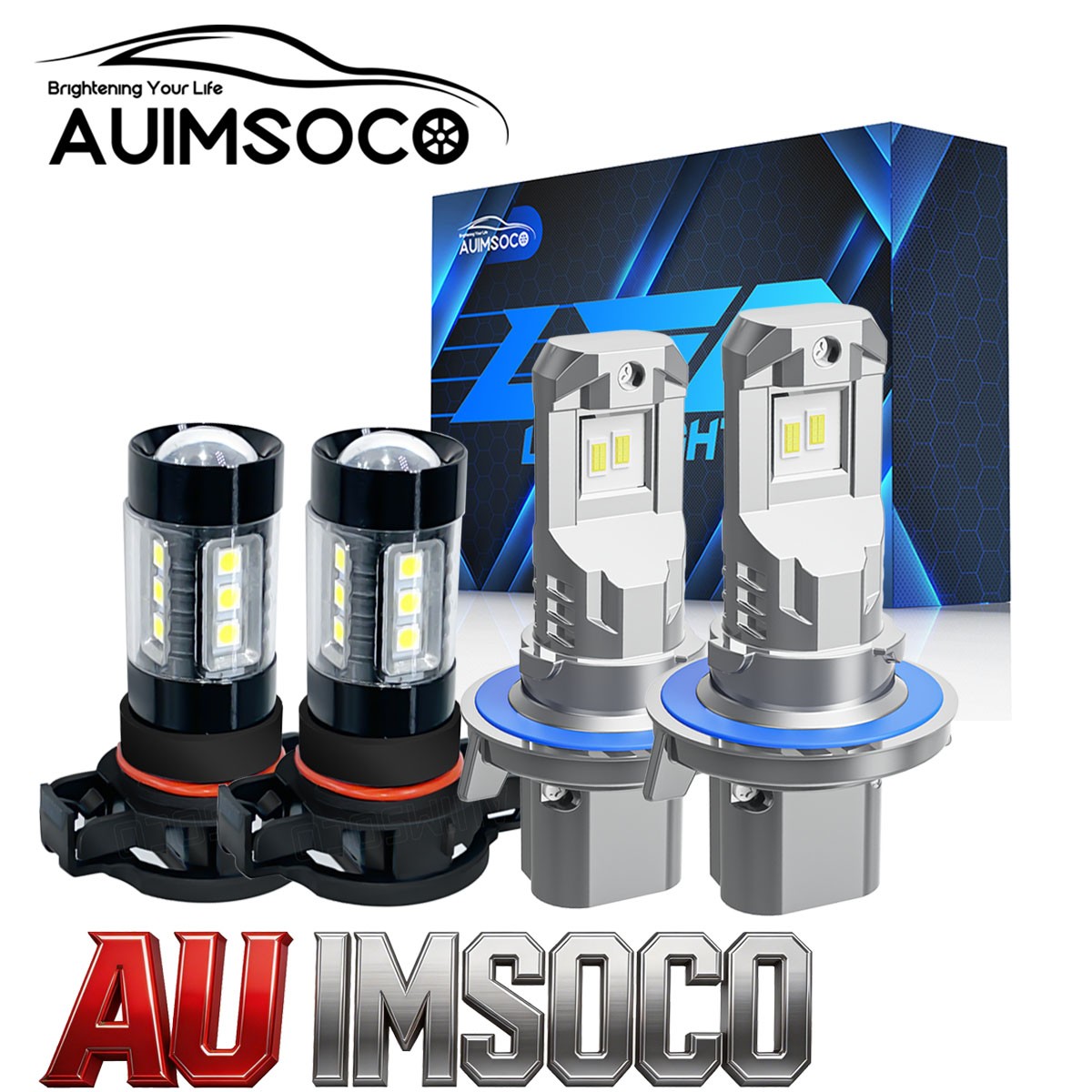 For Jeep Gladiator 2020-2023 10000K LED Headlight Hi/Lo Beam Fog Light Bulbs Kit