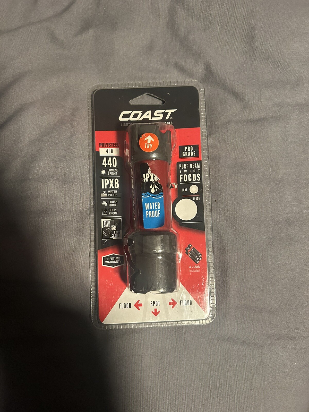 Coast PolySteel 440 Lumen LED Handheld Flashlight - 20914 Pro Grade Waterproof