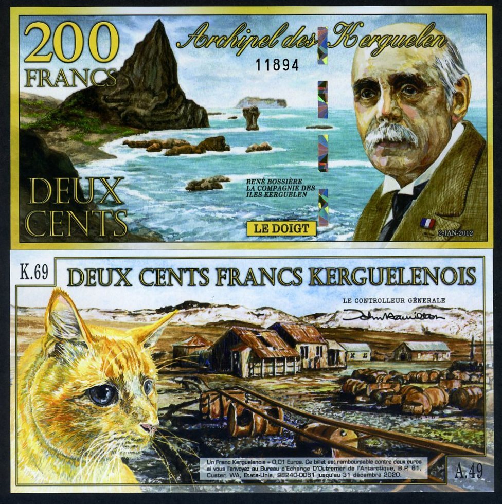Kerguelen Island 200 Francs 2-1-2012, POLYMER UNC NEW F