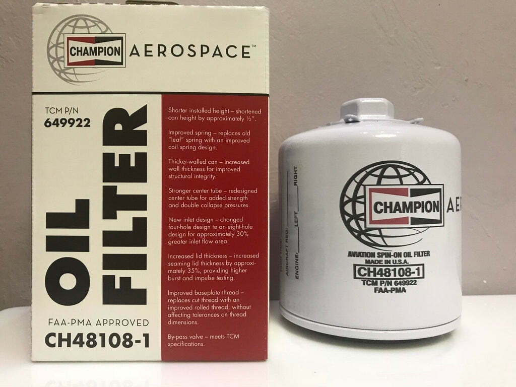 BRAND NEW CHAMPION AIRCRAFT OIL FILTER p/n CH48108-1 w/ FAA-PMA 8130 Certs