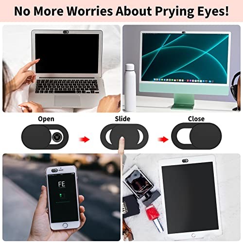 Webcam Cover Slide 3 Pack Ultra Thin Privacy Camera Blocker Black