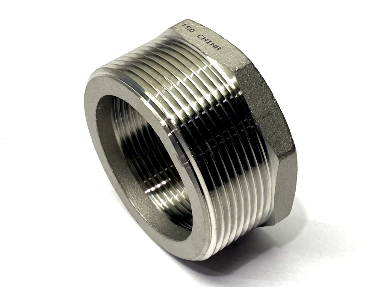 4464K179 304 SS Threaded Pipe Fitting, Bushing Adapter, 3" Male x 2-1/2" Female
