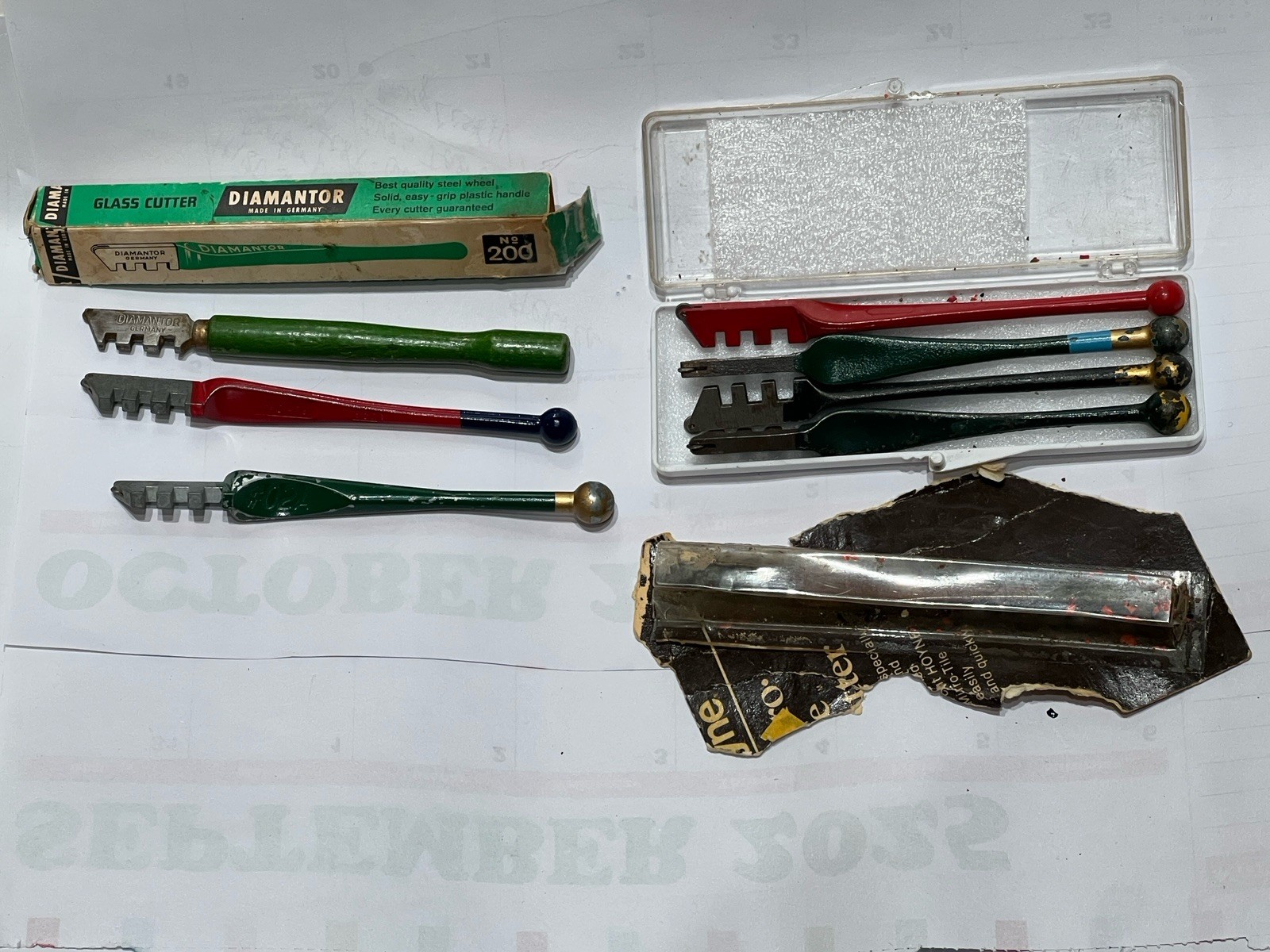 Lot Of 8 VTG Glass Cutters Fletcher (4), Red Devil (2), Hoyne (1), Diamantor (1)