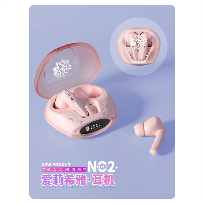 Honkai Impact 3 Elysia Pink Bluetooth Headset Earbuds Headphone Wireless Gift