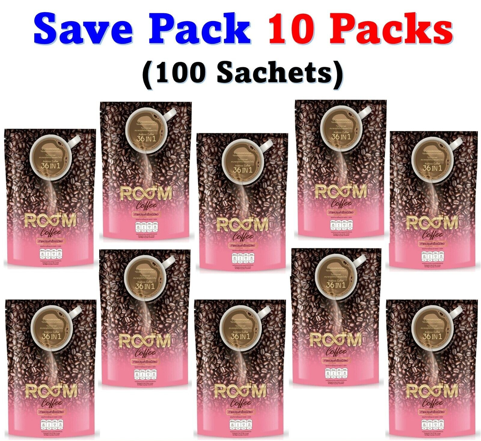 10Bag ROOM COFFEE 36 IN 1 Slim Fit Weight Loss Collagen Vitamins Fiber Detox