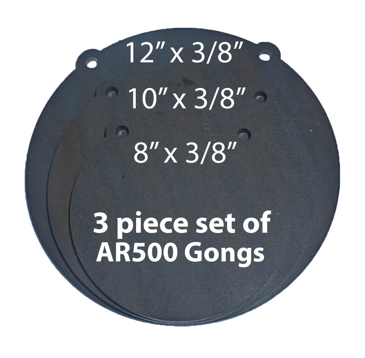 AR500 Steel Shooting Targets Lot of 3  8,10",12" x 3/8" Gong Tactical Scorpion