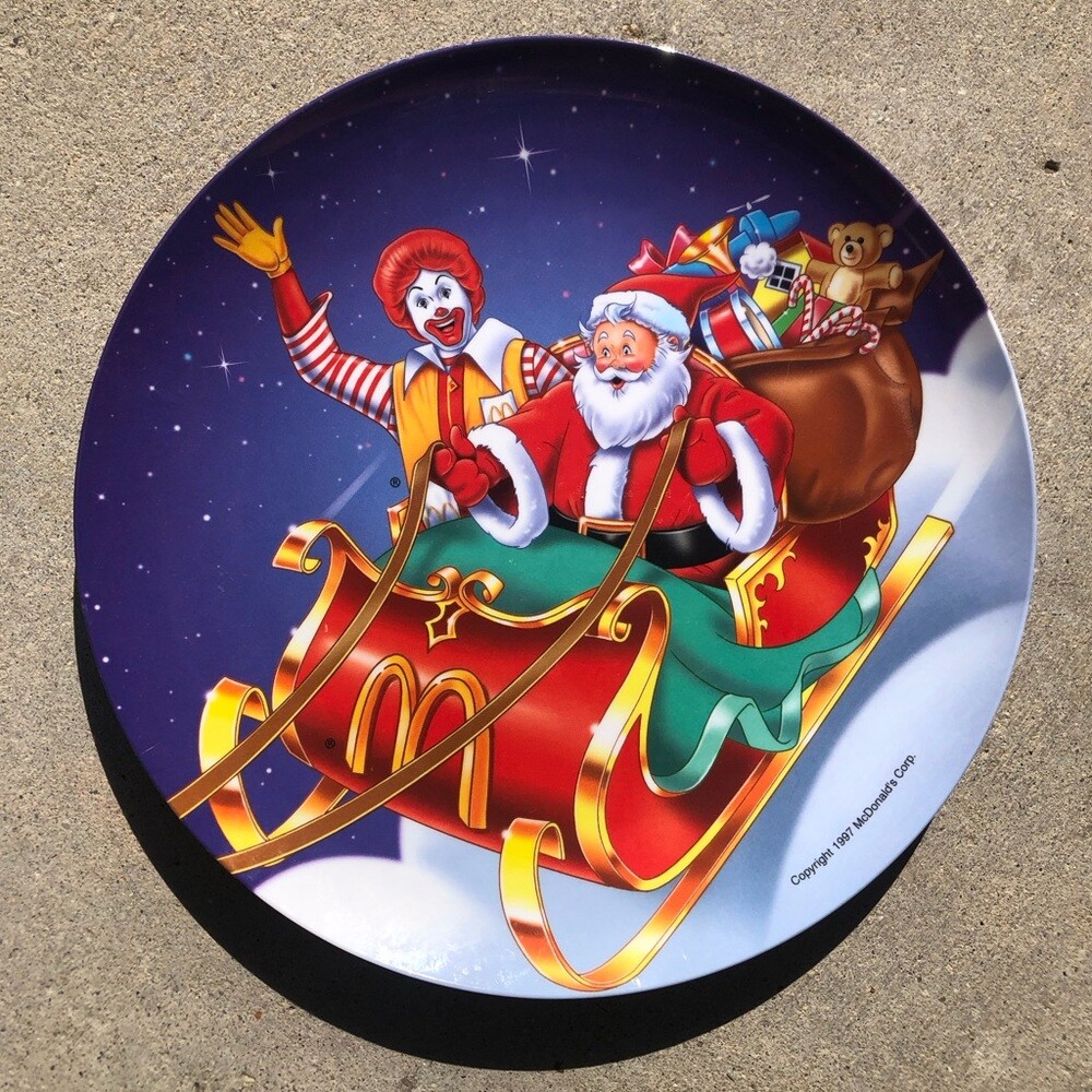 Vtg McDonald’s 1997 Christmas Santa Claus Ronald McDonald Sleigh Plate