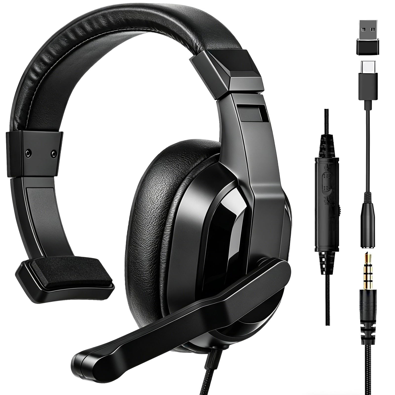 One Ear Gaming Headset with Mic (3.5mm) - Single Ear Headphone with To-shiba ...