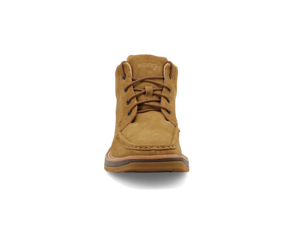 Wrangler Casual Boots Mens Leather Lace 4" Square Sand KMC0009
