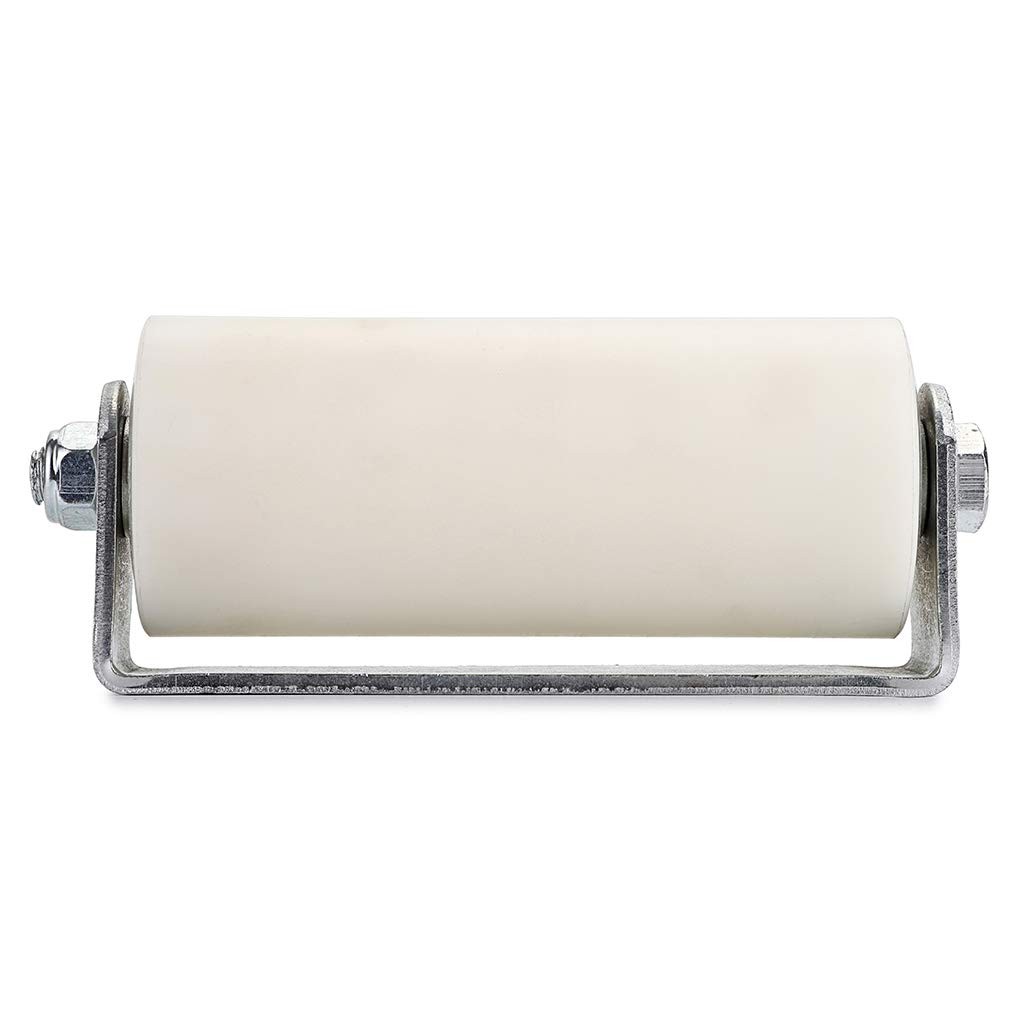 Skelang 6" Slide Gate Guide Roller with Post Welded Bracket, White - 6 inches