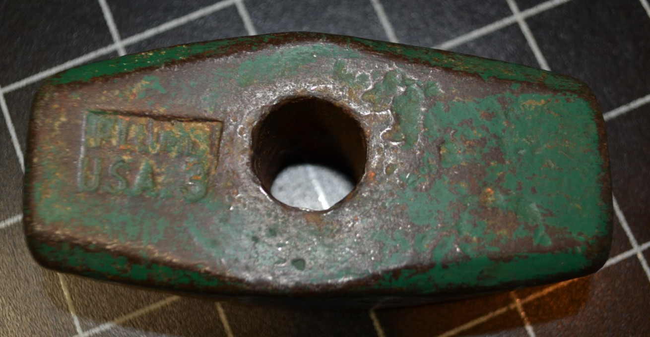 PLUMB -3# - DRILLING SLEDGE HAMMER HEAD  -  BLACKSMITH - VG CONDITION