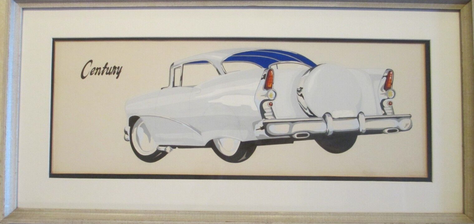 Signed LOEFFLER Vintage 1955 Buick Century Car Design Illustration Painting Art