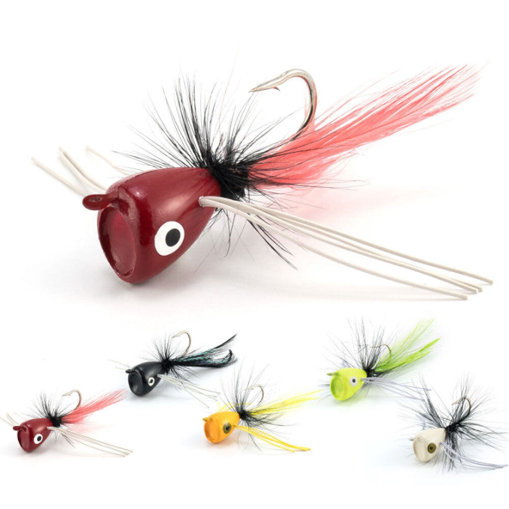 5x Fly Fishing Poppers Floating Dry Flies Bugs Insect Lures Streamer Bass Trout