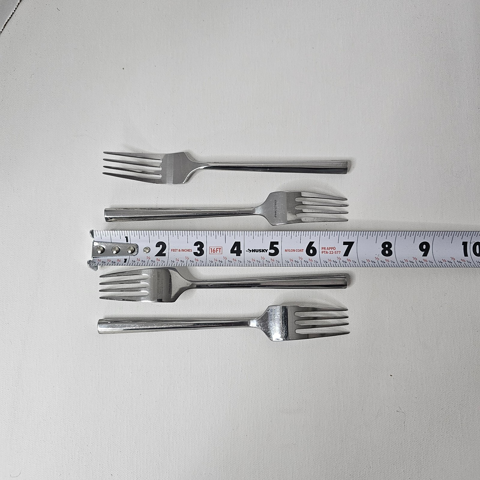 Hampton Salad Fork Stainless Lot of 4 Hexagonal Handle Flatware Glossy