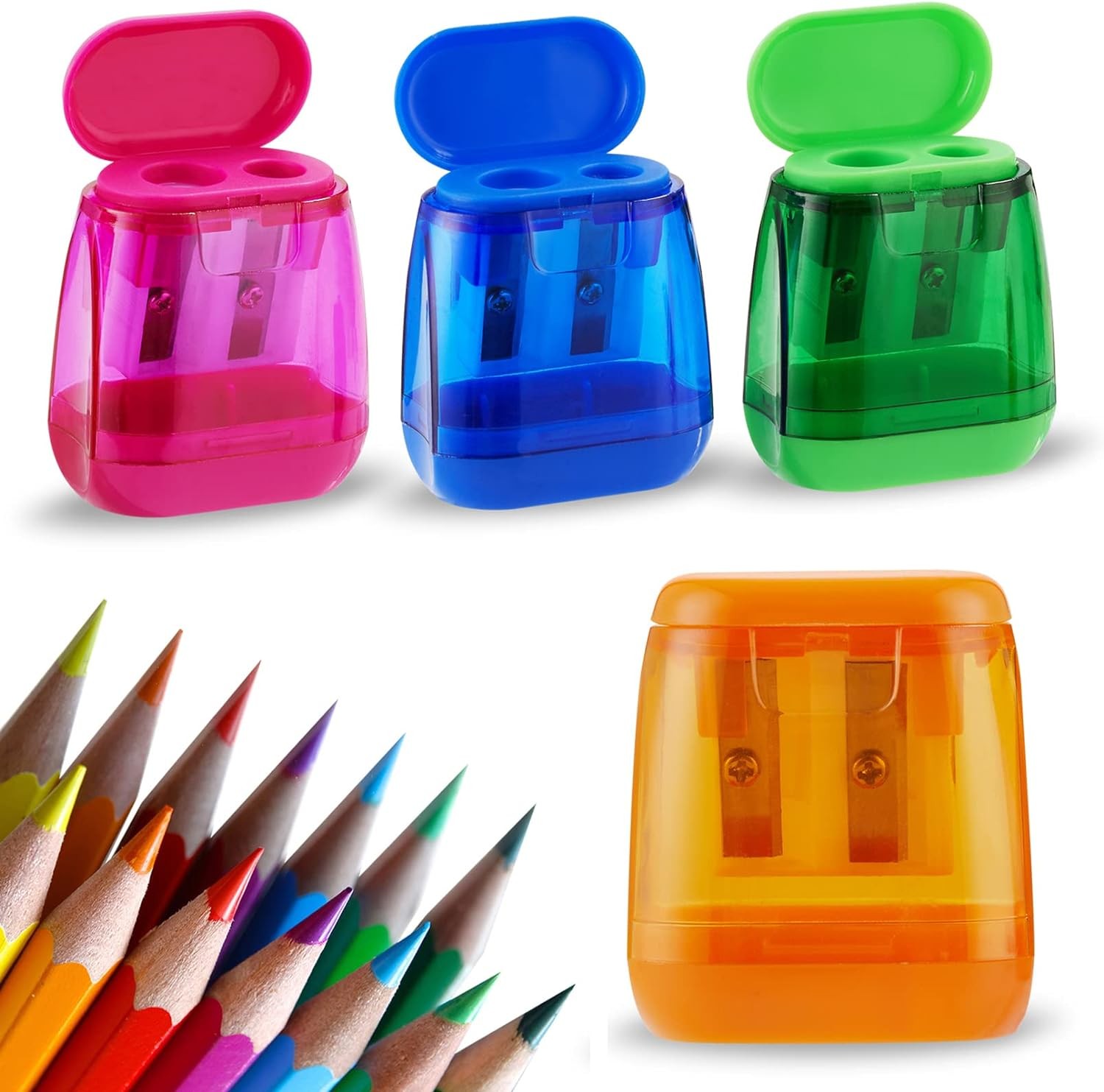 Sonuimy Pencil Sharpeners, 4 Pcs Sharpeners Manual,Dual Holes Covered