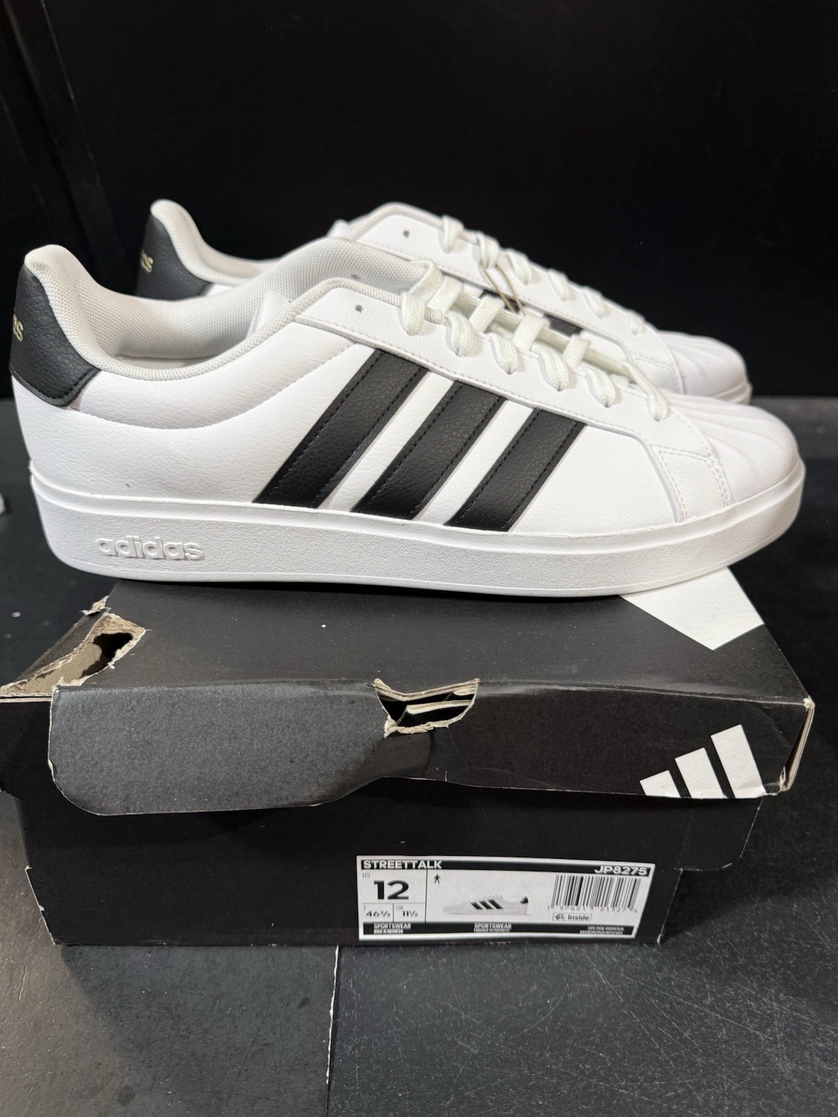 New Adidas Streettalk Men's White/ Black Sneakers JP8275 US. Size 12