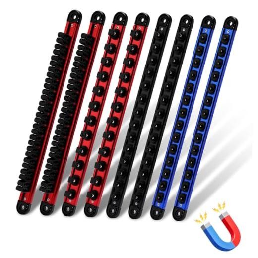 8-Piece Magnetic Socket Organizer and Magnetic Screwdriver Organizer Set, 6