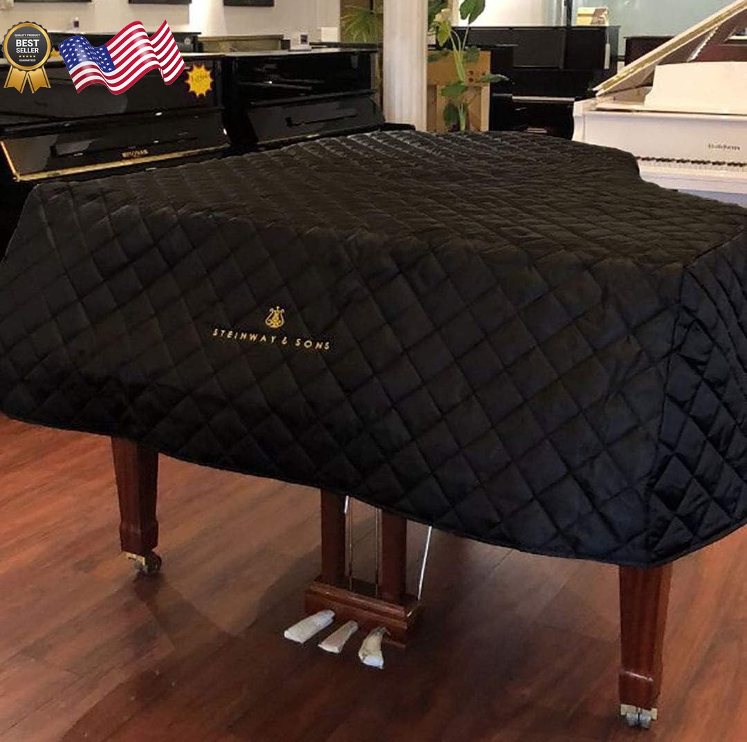 TORYO Steinway Model M Piano Cover with Logo Embroidery 5'7" - Quilted Black