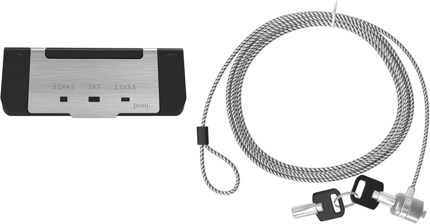 CTA Laptop & Tablet Cable Lock with Universal Metal Plate - Secure K-Slot...