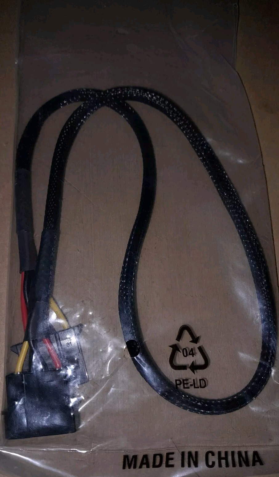 24" 4 Pin Molex Black Sleeved Power Extension Cable, Black - For PC Computer PSU