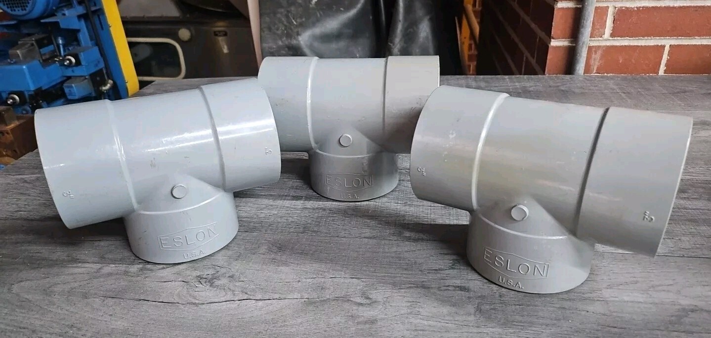 Lot of (3) Eslon 3" x 3" x 3" Non-Threaded Schedule 80 PVC Reducing Tees NEW!