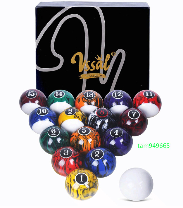16-Piece Billiard Ball Set, Marble Swirl & Classic Style Pool Table Balls