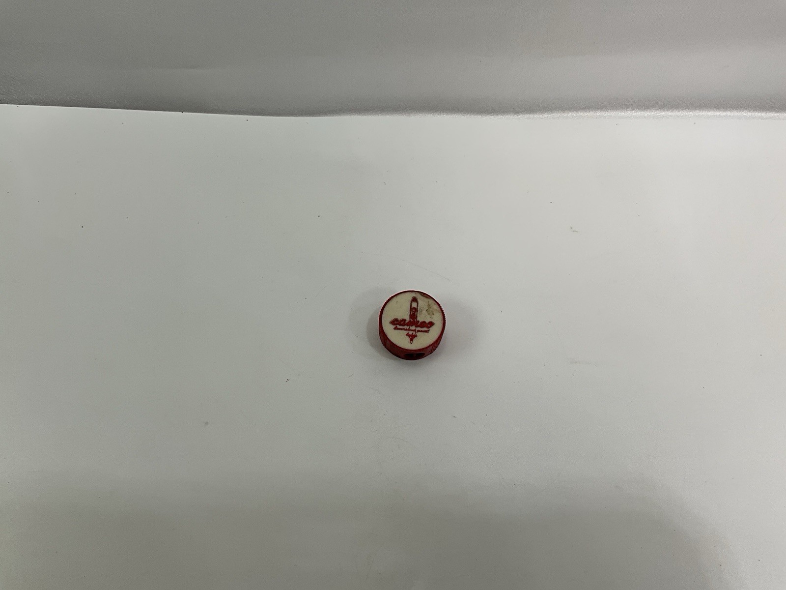 Vintage Cameo Pencil Sharpener Red Plastic Advertising School Desk Sharpener