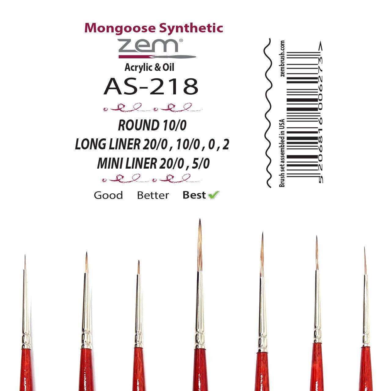 AS-218 Mongoose Synthetic Liners Brush Set 7 pcs