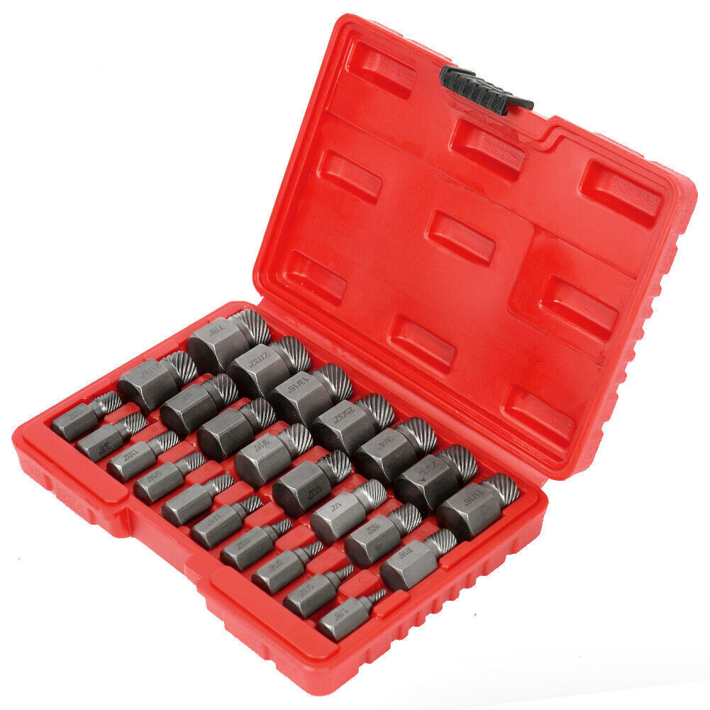 Multi-Spline Screw Extractor Set Hex Head Bit Socket Wrench Bolt Remover 25Pcs