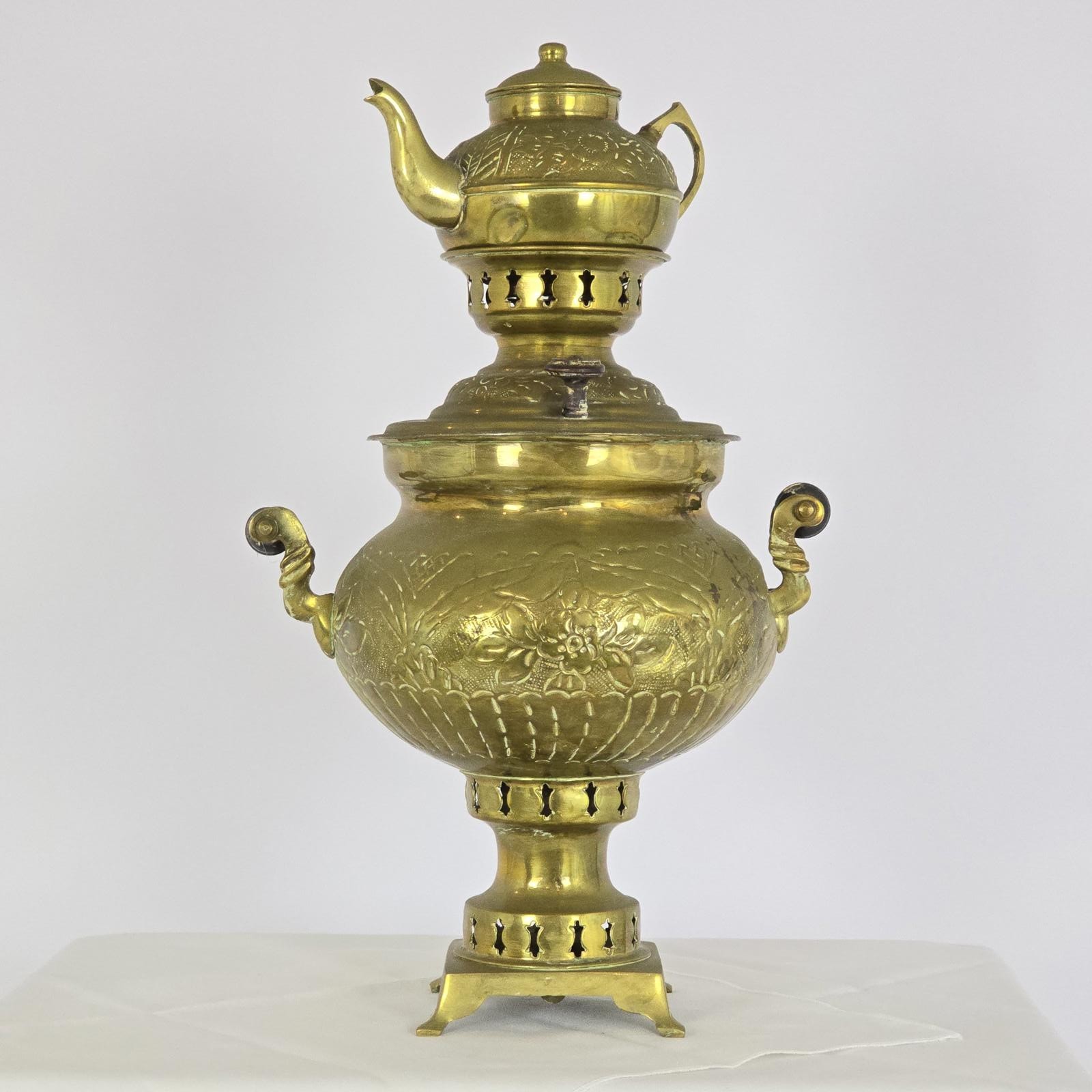 Antique Ornate Brass Samovar