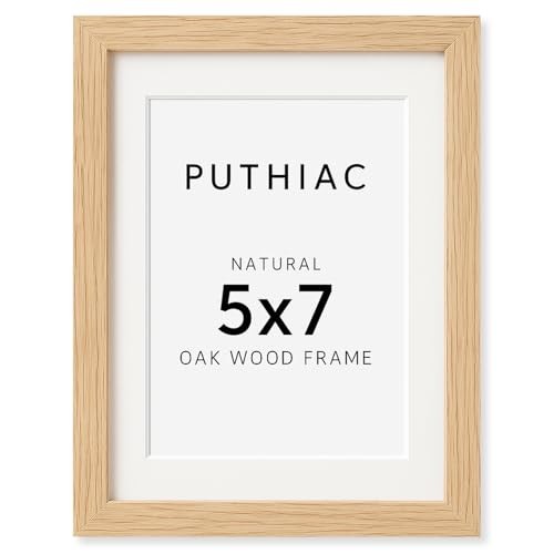 Solid Oak Wood Picture Frame, Fits 4x6 with Mat or Without Mat, 5x7 Beige-1P