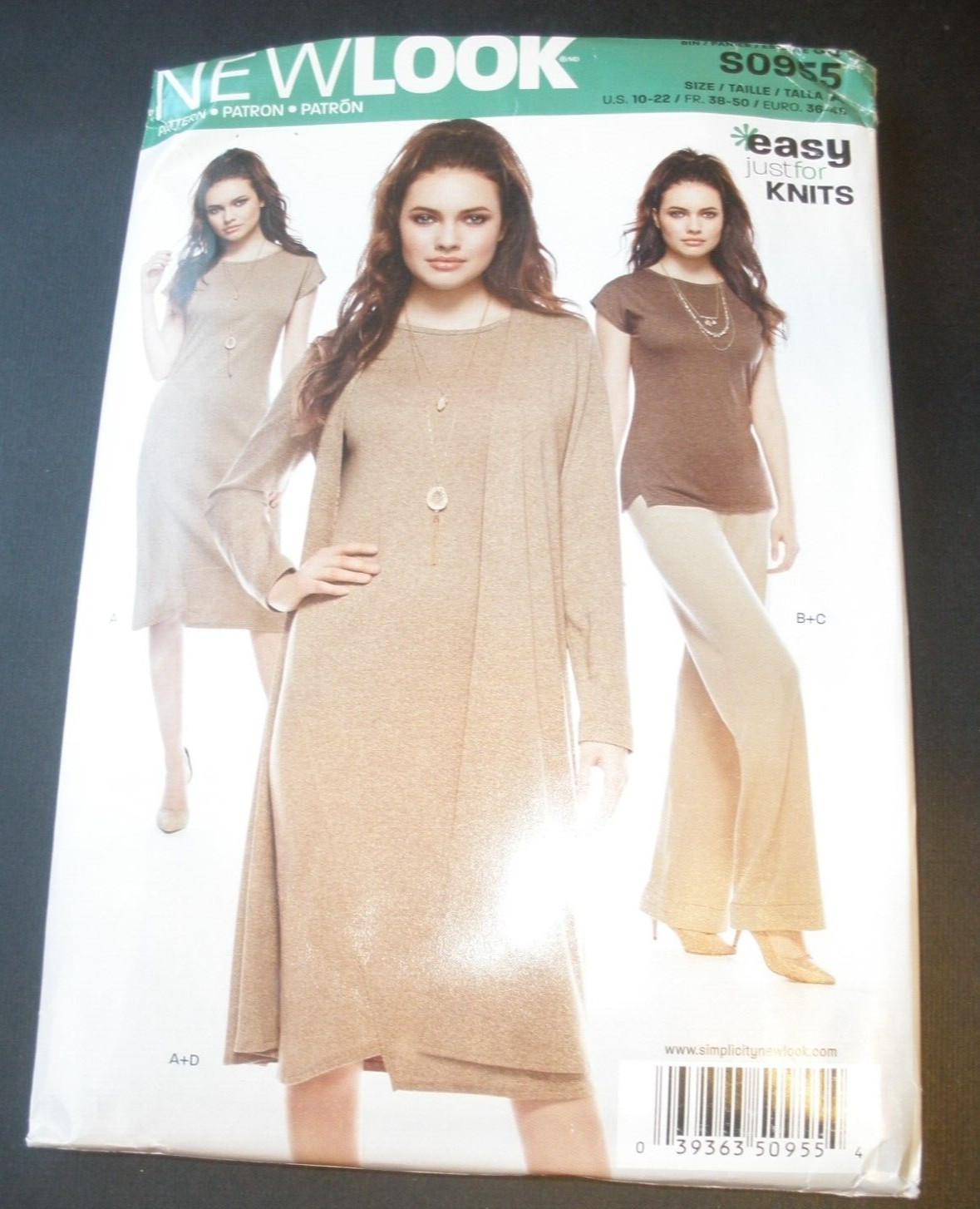 New Look 6482 S0955 Misses Knits Dress & Jacket Sewing Pattern Size 10-22 Uncut