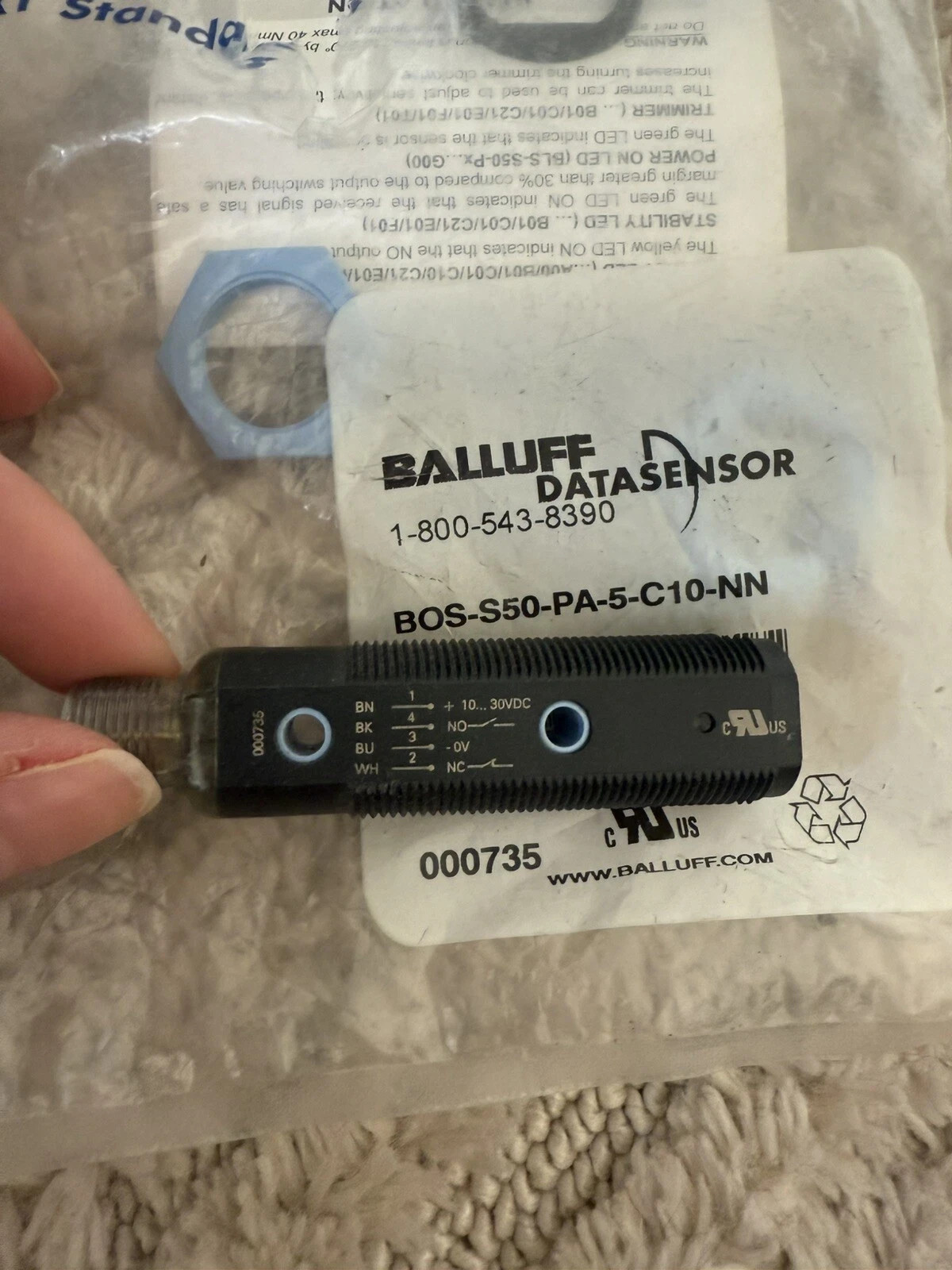 NEW IN BAG  BALLUFF DATASENSOR BOS-S50-PA-5-C10-NN M18X1 PHOTOELECTRIC SENSOR