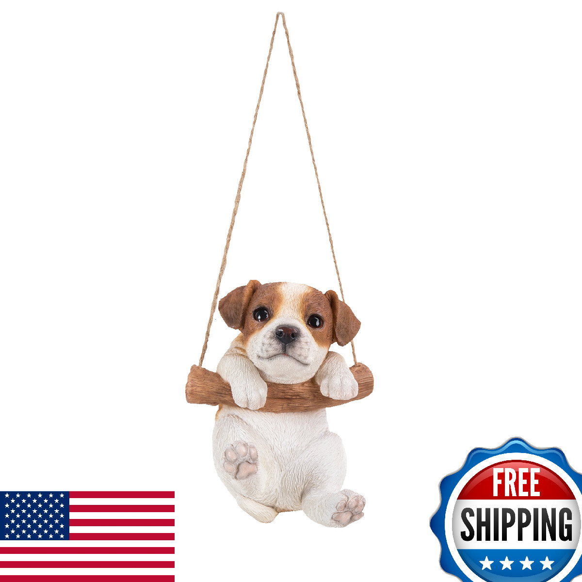 Hi-Line Gift Puppy Jack Russell Terrier Hanging Figurine 5-inch Realistic Pet Pa