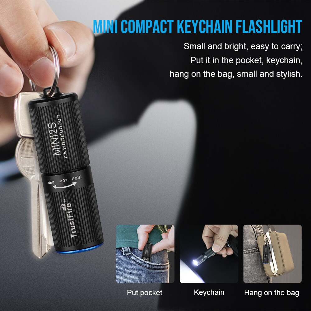 TrustFire Mini2s Keyring Mini Rechargeable LED Flashlight Torch Waterproof US