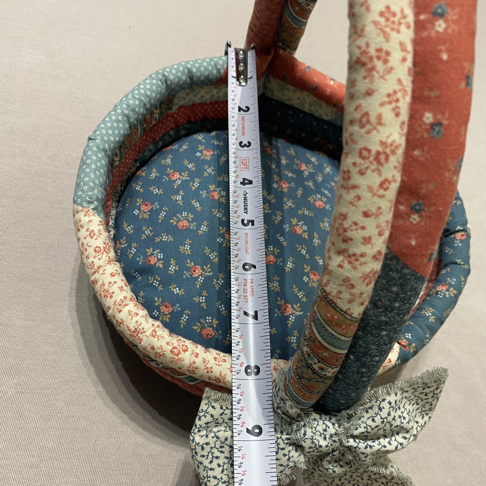 Handcrafted Easter Basket Fabric Bunny Egg / Fabric Quilted Basket