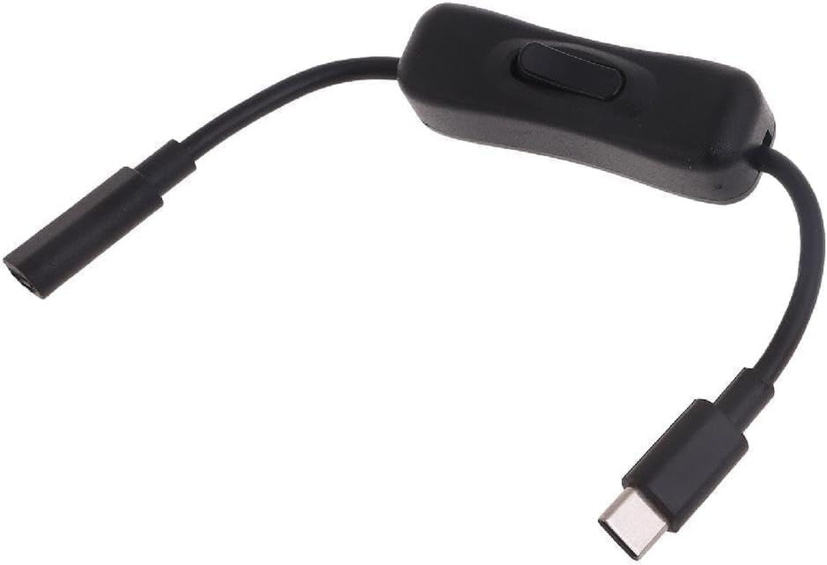 "Black USB C Extension Cable with Inline On/Off Switch – 4 Power Switch Cables"