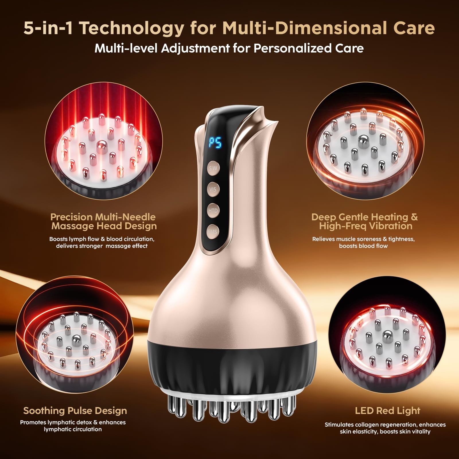 Lymphatic Drainage Massager & Anti-Cellulite Massage Tool, Body Sculpting Dev...
