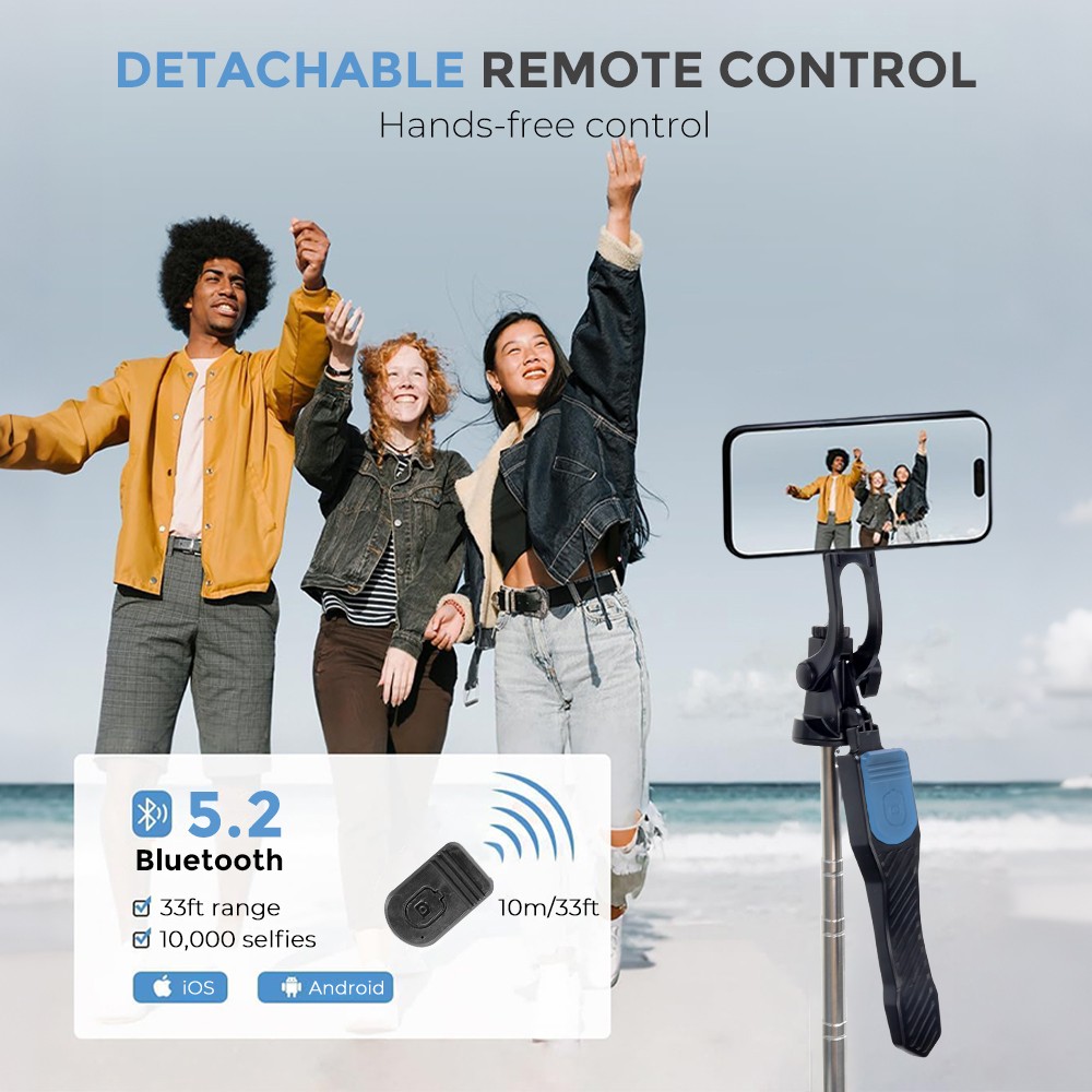 67in Magnetic Phone Tripod & Selfie Stick Extendable w/Remote for iPhone/Android